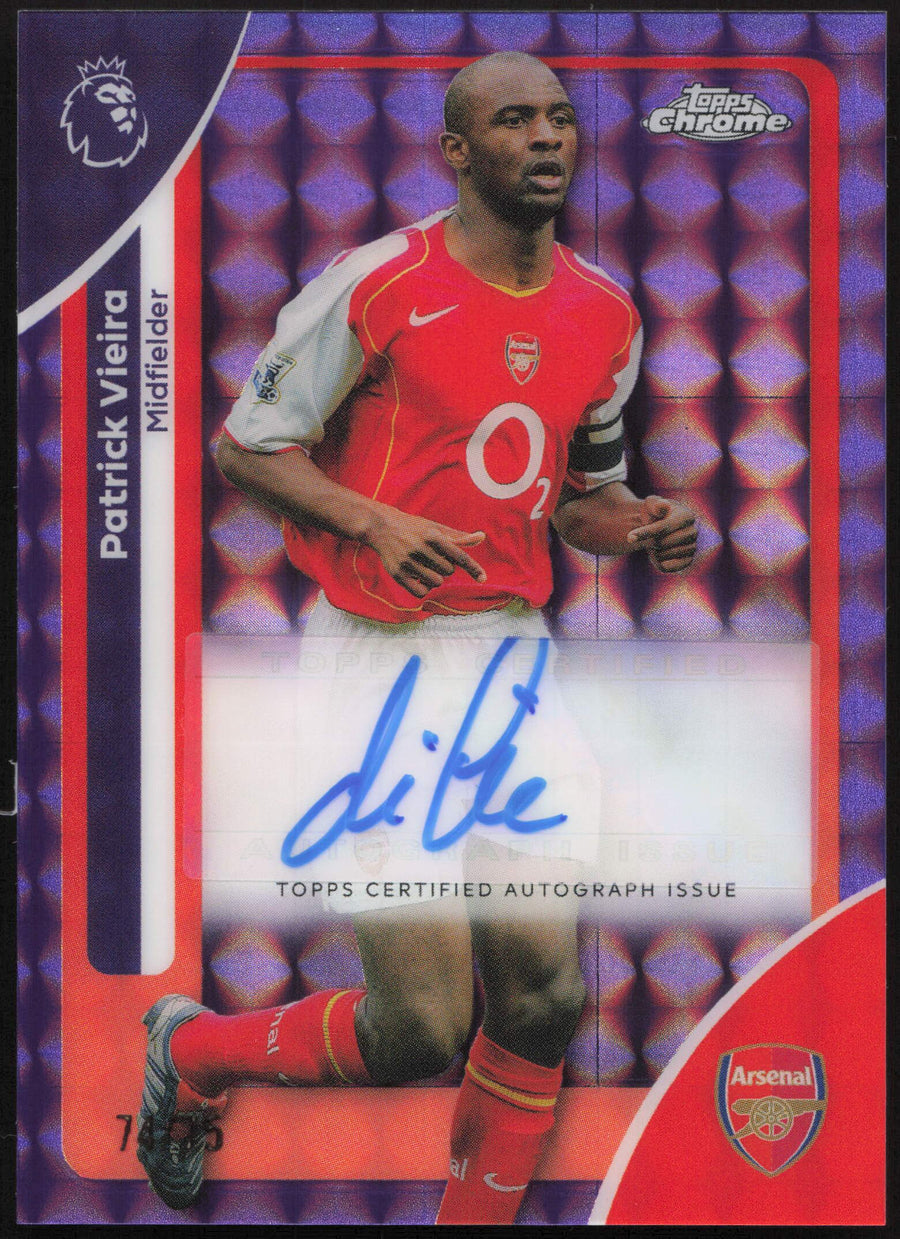 Topps Patrick Vieira Autograph Card 74/75 CA-PV Chrome Premier League 2026