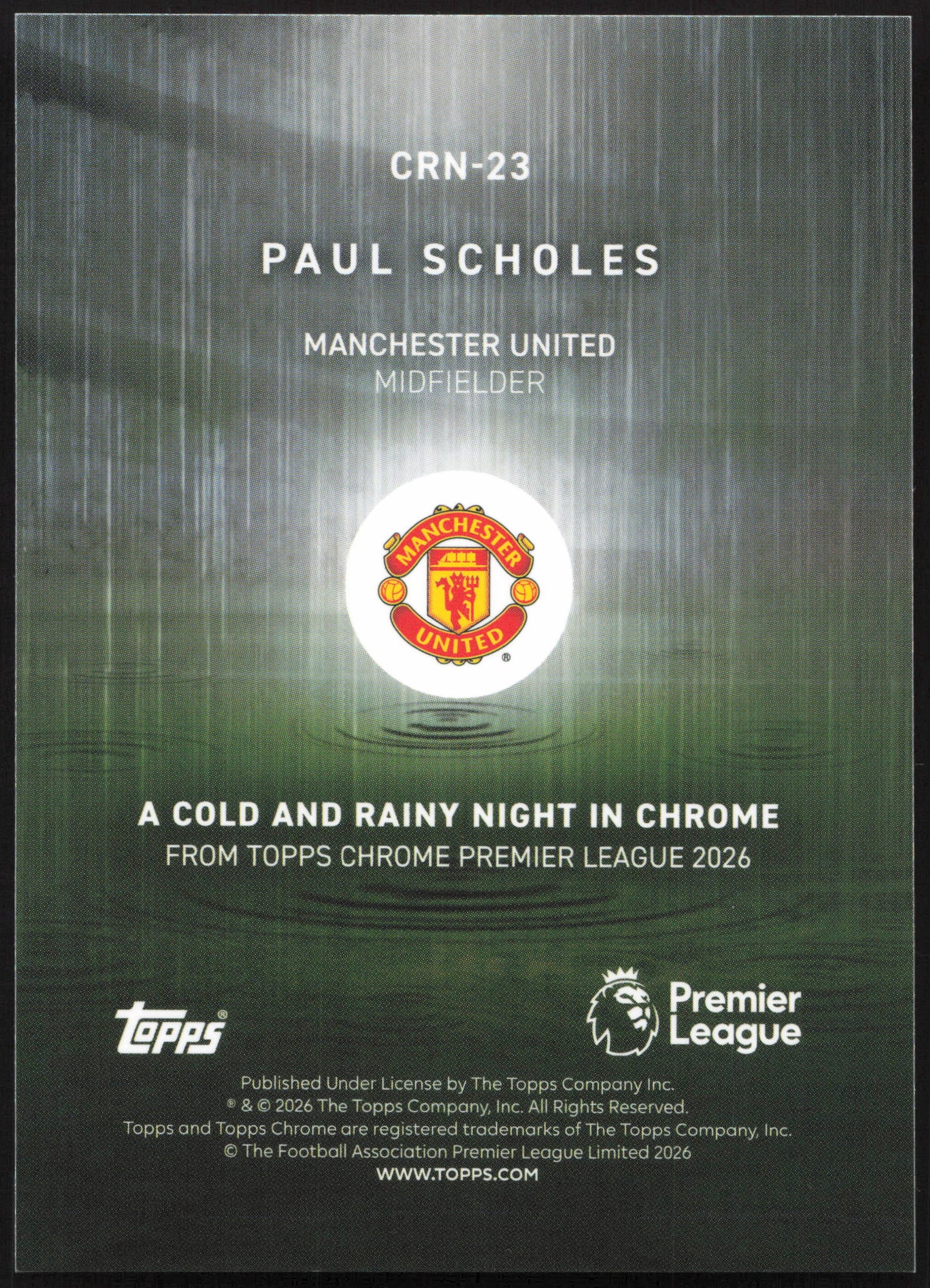 Topps Paul Scholes A Cold And Rainy Night In Chrome CRN-23 Chrome Premier League 2026