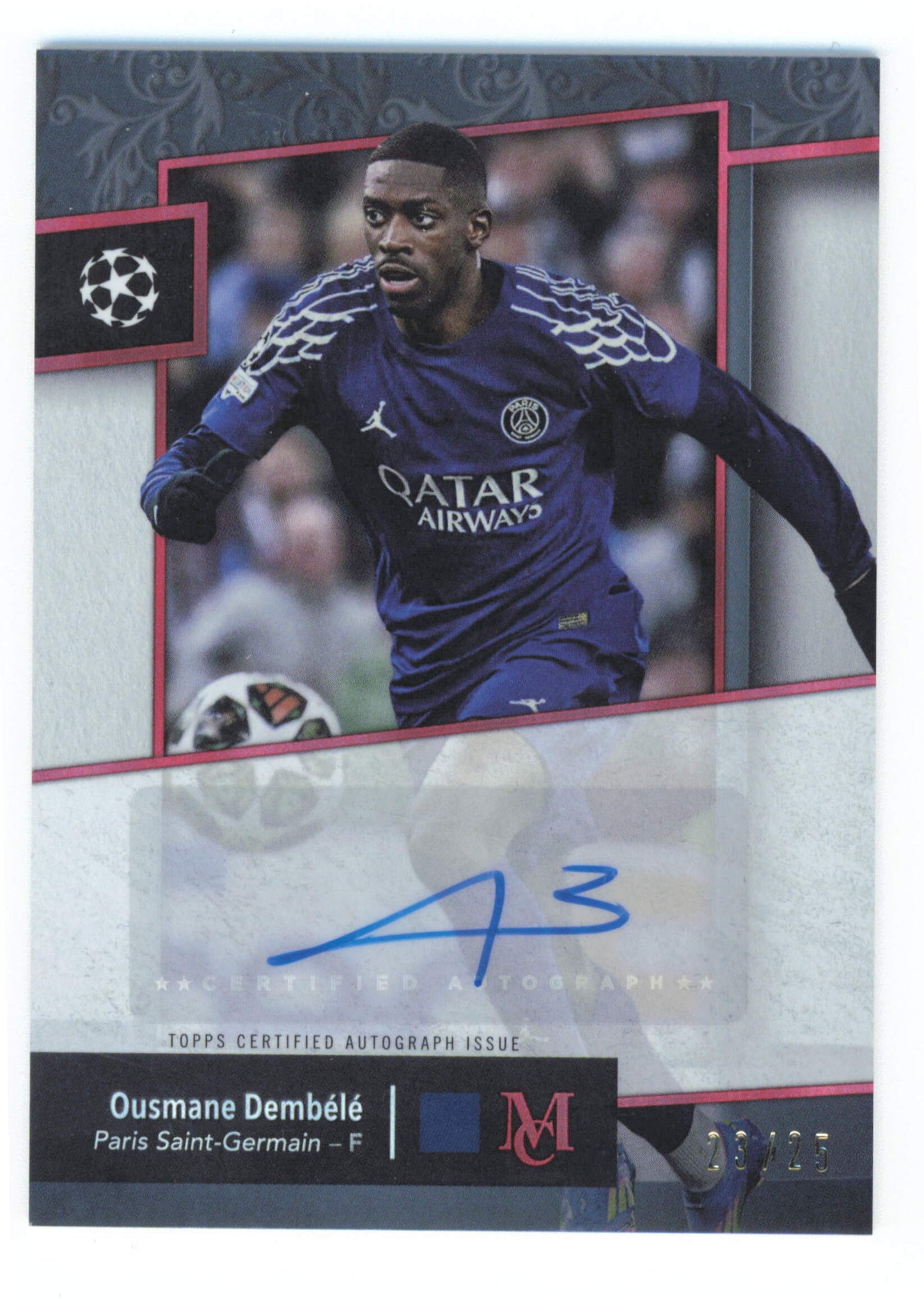 Topps Ousmane Dembele Archival Autograph 23/25 AA-OD Museum Collection UEFA Club Competitions 2024/25