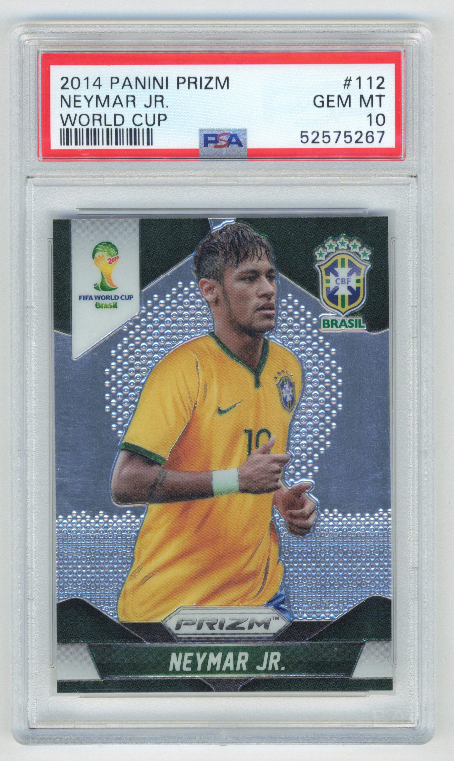 Panini Neymar Jr. #112 Parallel 2014 Prizm World Cup PSA 10