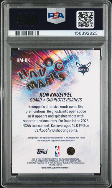 Topps Kon Knueppel RC Havoc Marks #HM-KK 2025 Flagship PSA 9