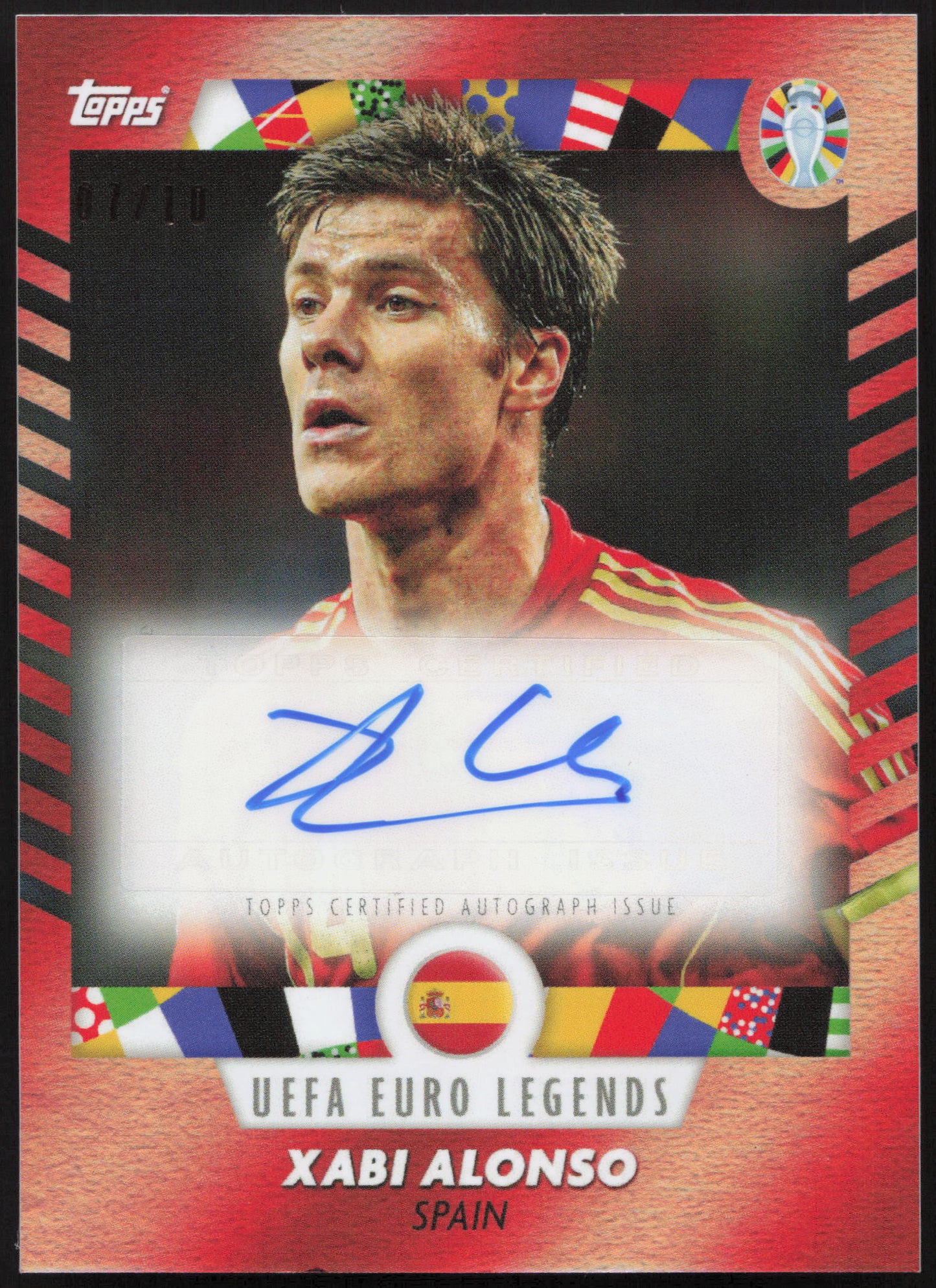 Topps Xabi Alonso Autograph 07/10 UEFA Euro Legends 2024 Topps Euro Legends