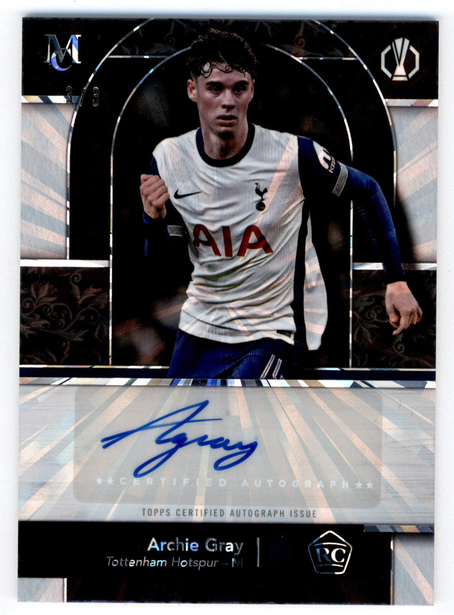 Topps Archie Gray 3/3 RC Autograph Laser MRA-AG Museum Collection UEFA Club Competitions 2024/25
