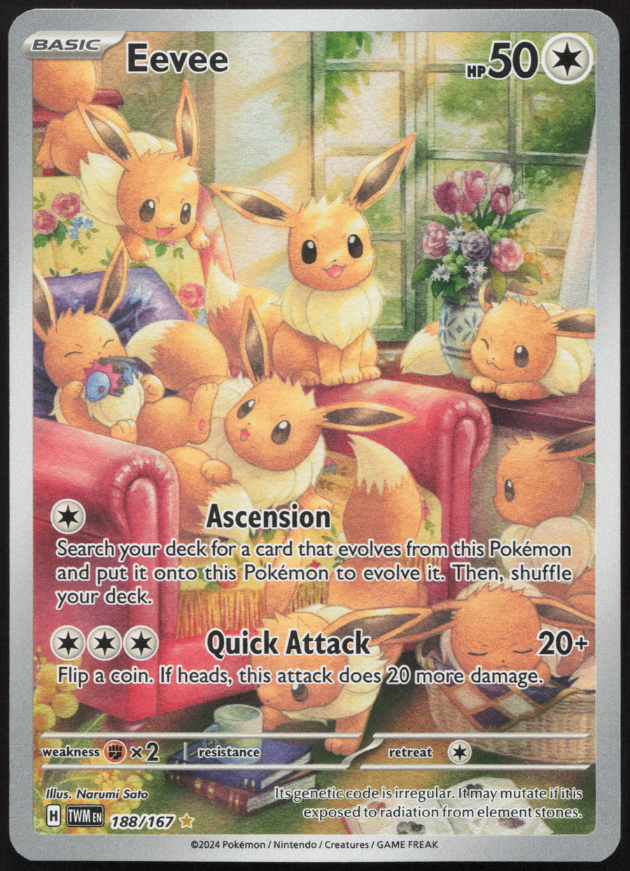 Pokemon Eevee 188/167 Illustration Rare 2024 Twilight Masquerade