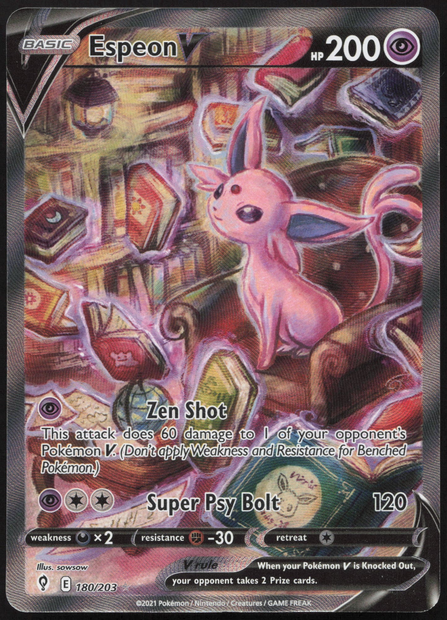 Pokemon Espeon V 180/203 Full Art 2021 Evolving Skies