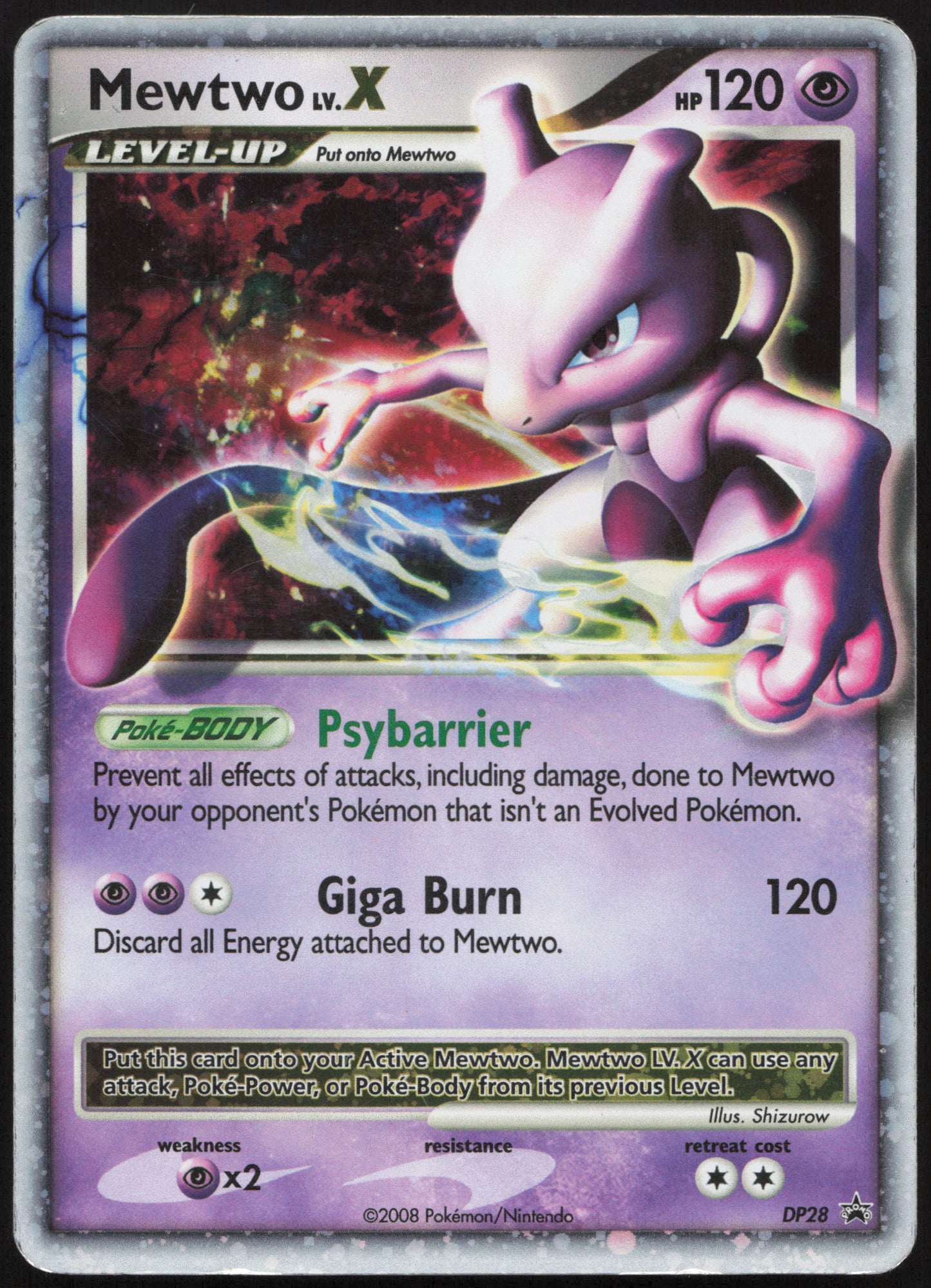 Pokemon Mewtwo LV X DP28 Holo 2008 Black Star Promo