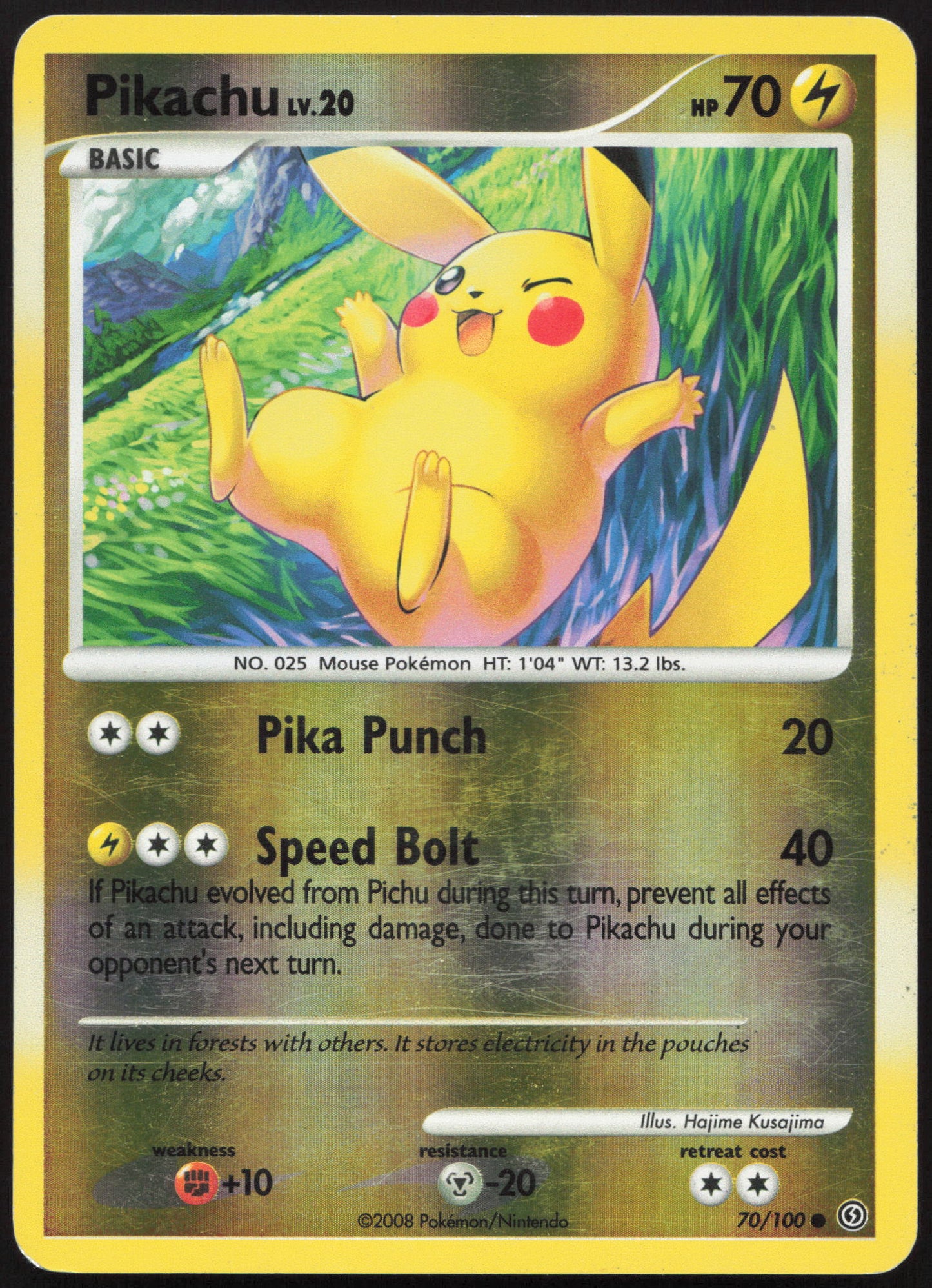 Pokemon Pikachu 70/100 Reverse Holo 2008 Stormfront