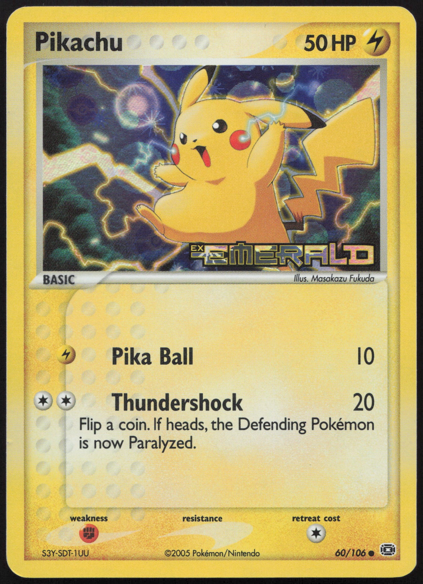 Pokemon Pikachu 60/106 Reverse Holo Stamped 2005 Emerald