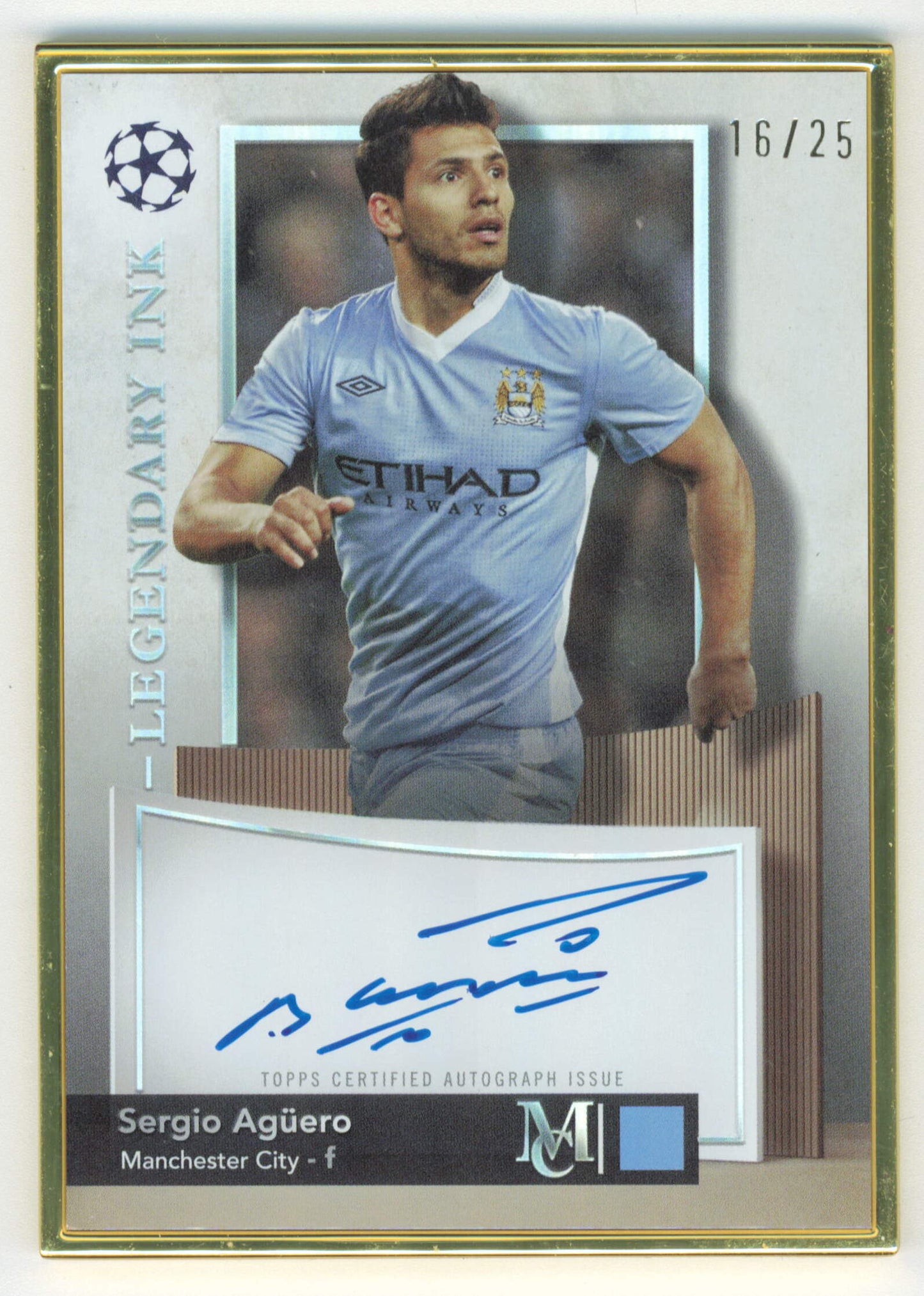 Topps Sergio Aguero 16/25 Legendary Ink Framed Autograph Museum Collection UCC 2024/25