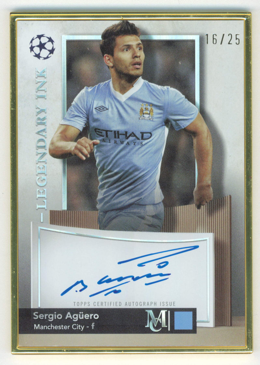 Topps Sergio Aguero 16/25 Legendary Ink Framed Autograph Museum Collection UCC 2024/25