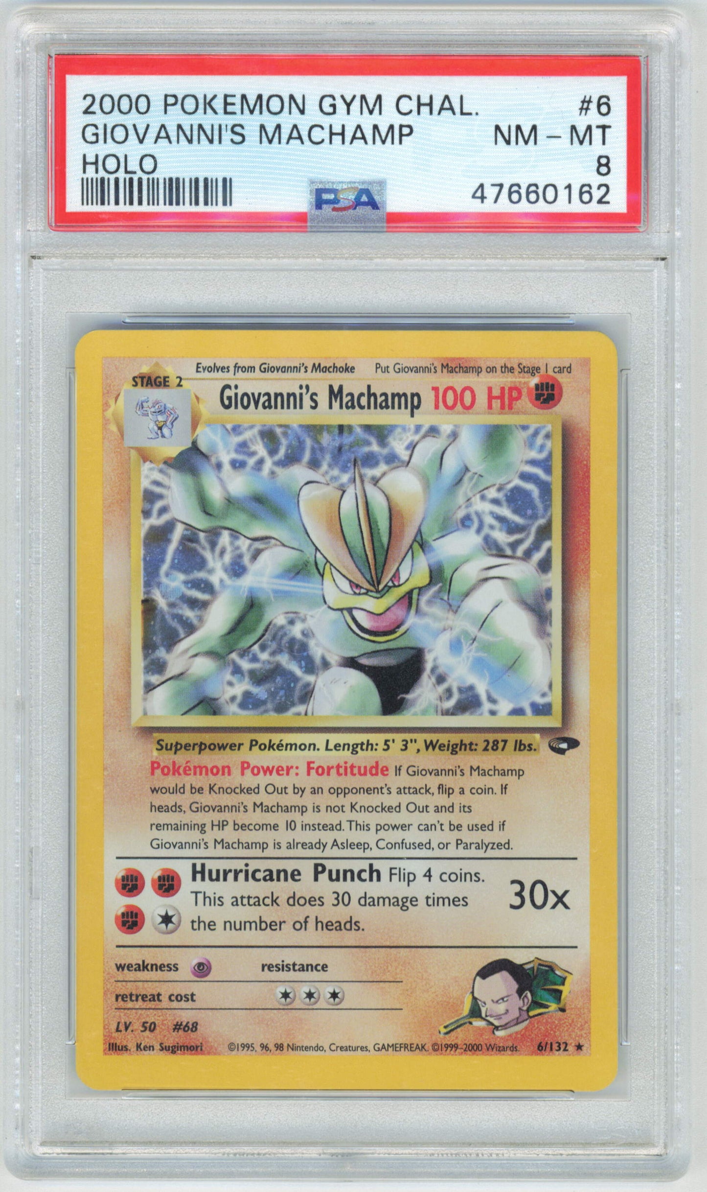 Pokemon Giovanni's Machamp 6/132 Holo 2000 Gym Challenge PSA 8