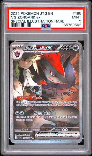 Pokemon N's Zoroark EX 185/159 Special Illustration Rare 2025 Journey Together PSA 9