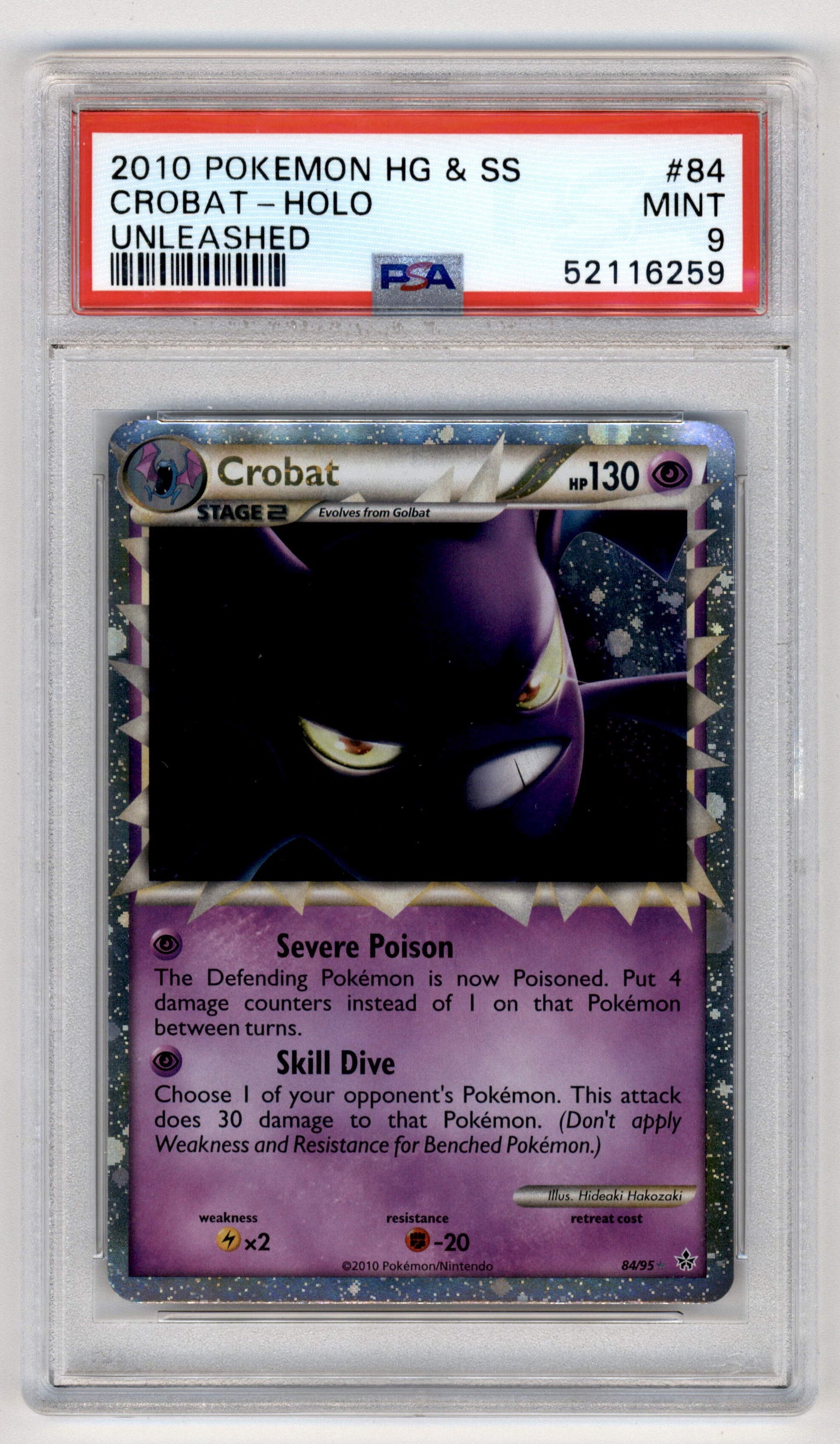 Pokemon Crobat 84/95 Holo 2010 Unleashed PSA 9