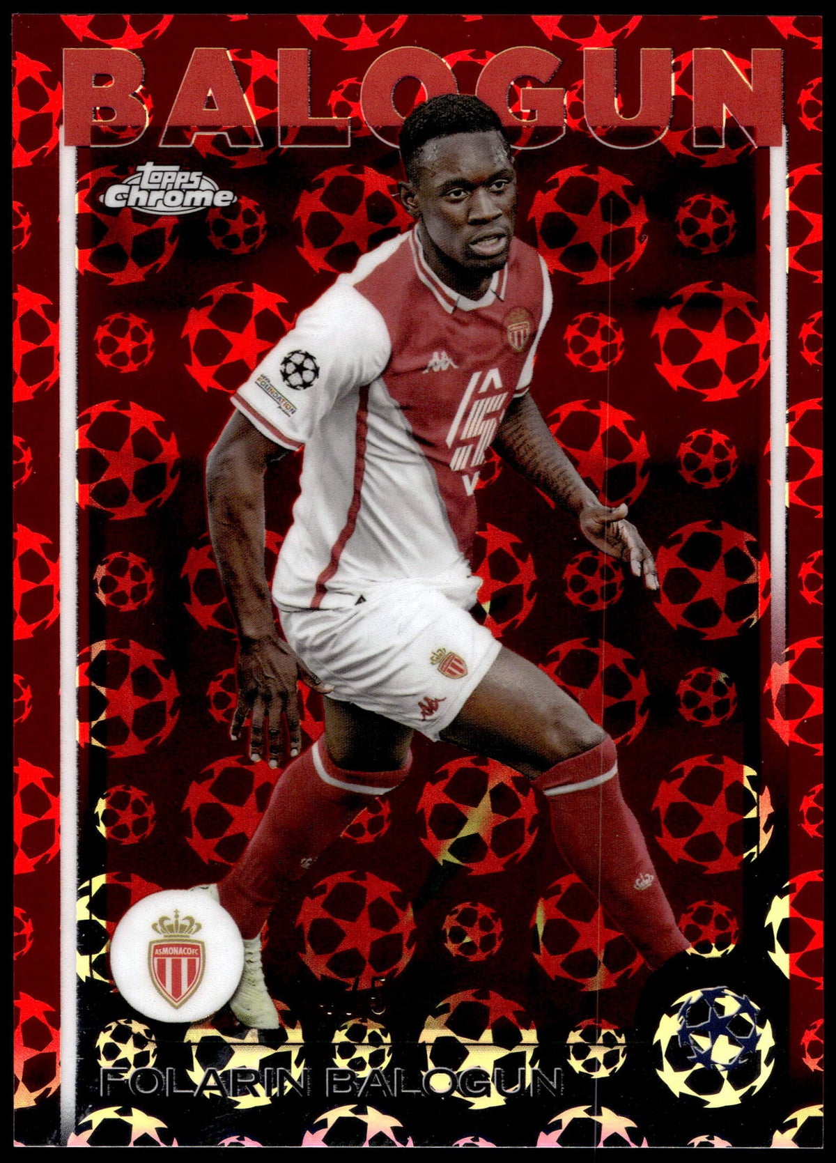 Topps Folarin Balogun 4/5 Logofractor Red #21 2025 Chrome UCC Logofractor