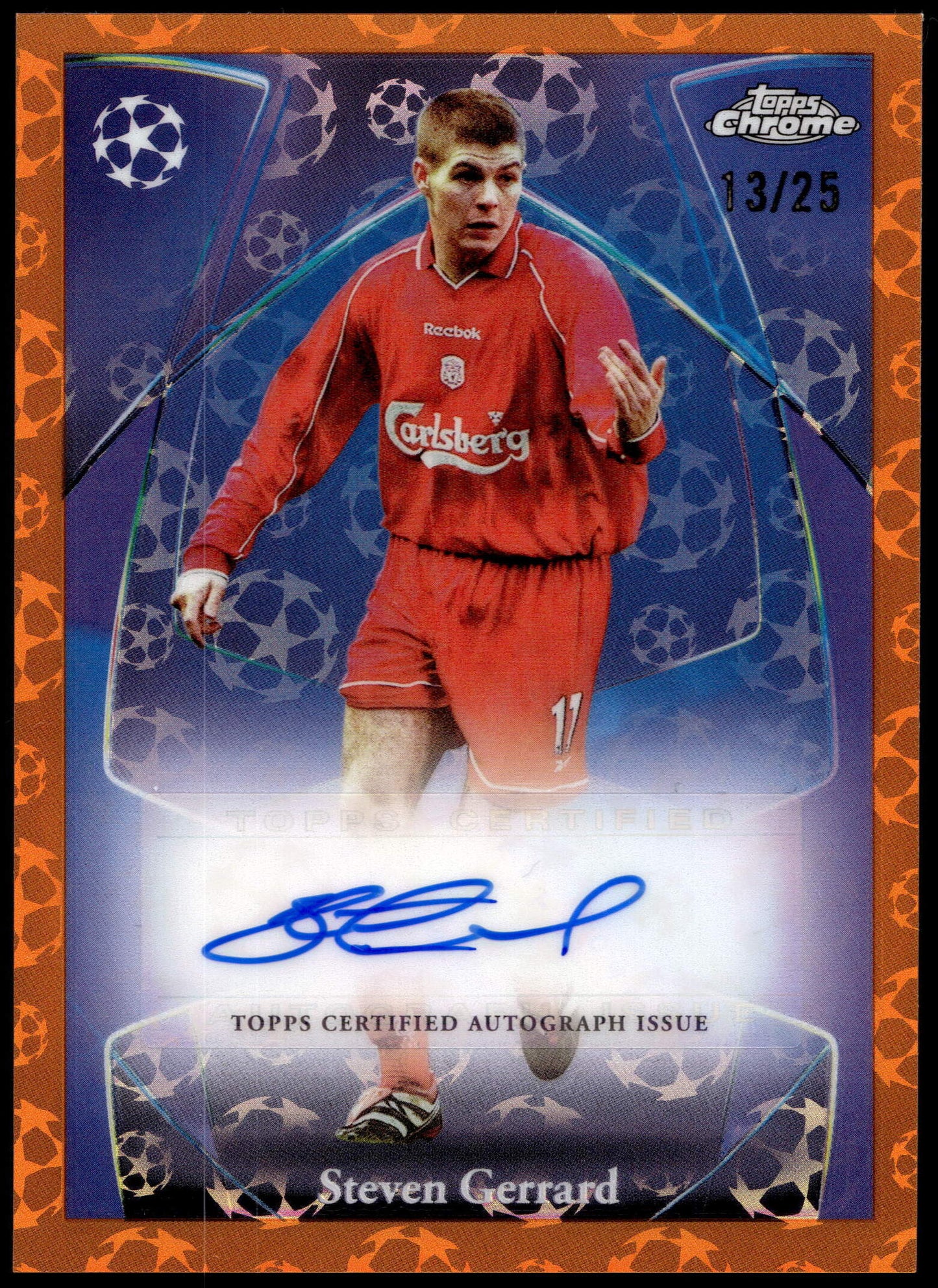 Topps Steven Gerrard 13/25 Orange Autograph Logofractor #SLA-SG 2024-25 Chrome UCC