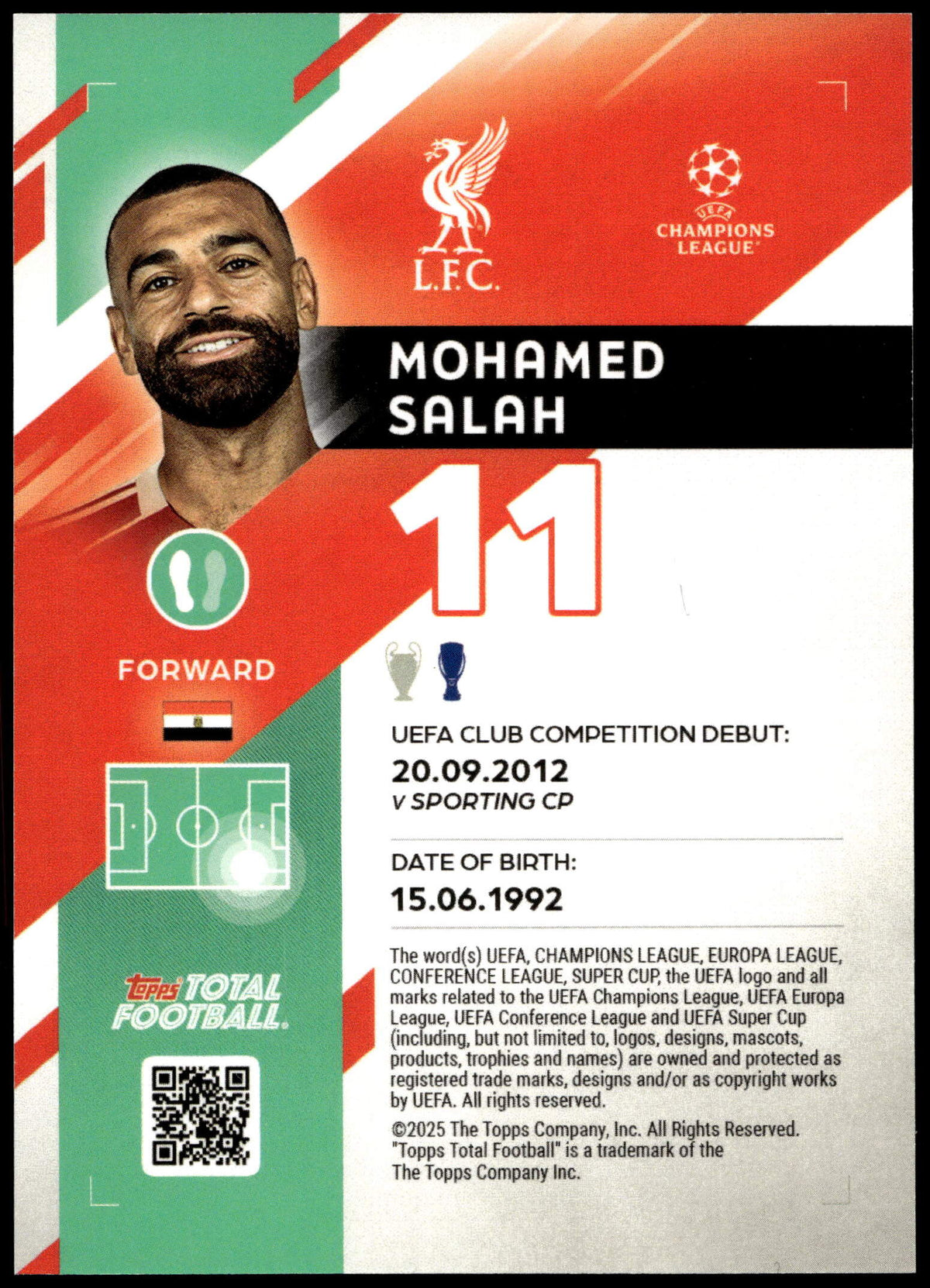 Topps Mohamed Salah The Pursuit 2/10 Total Football 2025/26