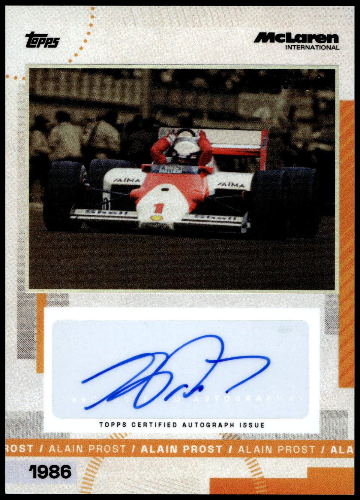 Topps Alain Prost Autograph Card 06/10 McLaren Racing 2025