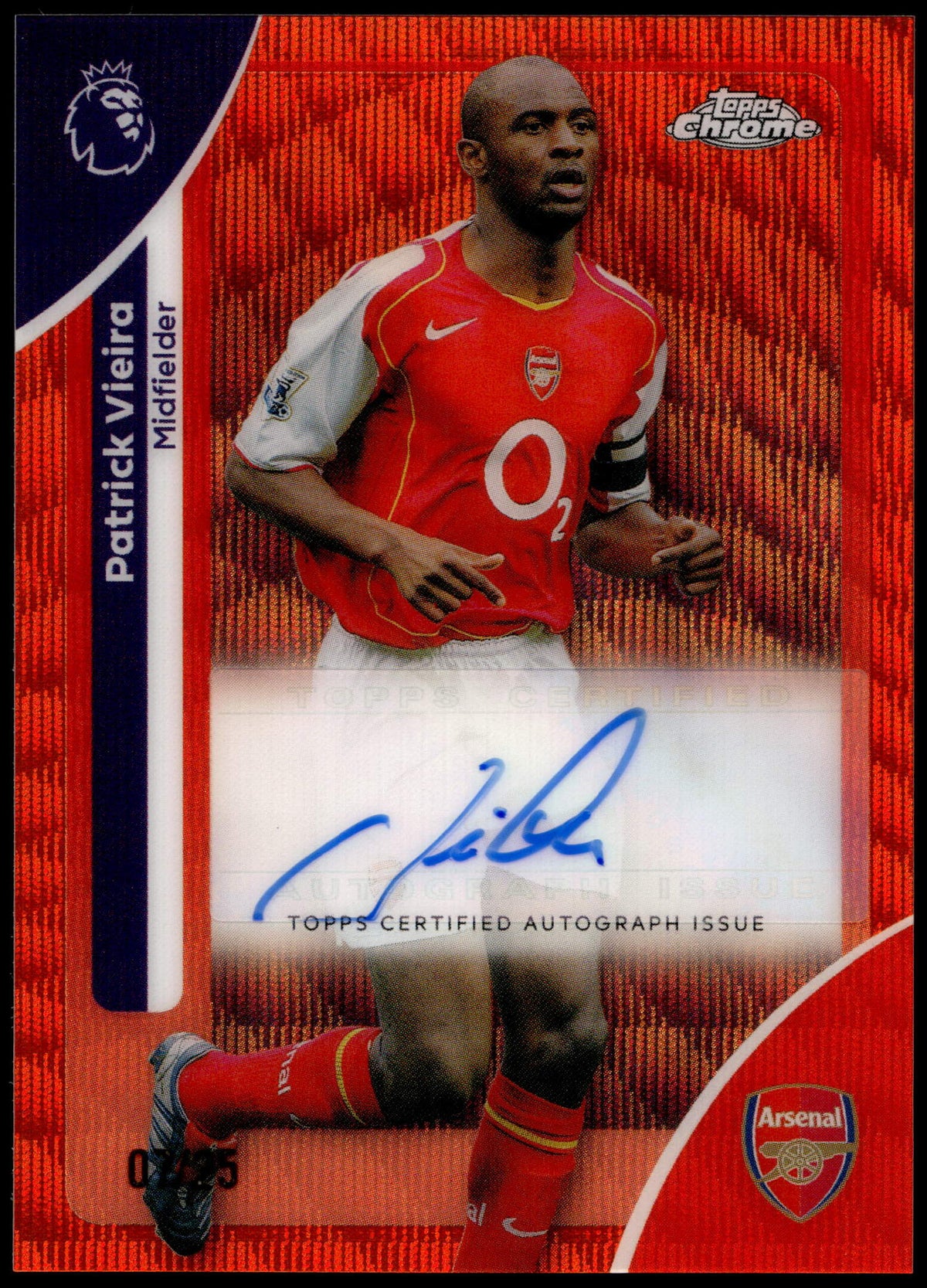 Topps Patrick Vieira 07/25 Autograph Orange Wave #CA-PV 2026 Chrome Premier League