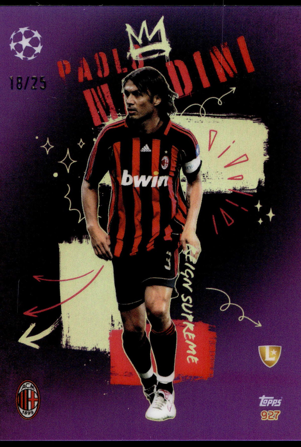 Topps Paolo Maldini 18/25 Reign Supreme #927 2024 Total Football
