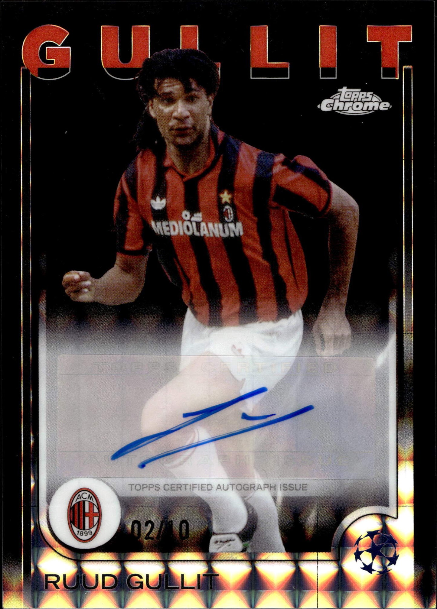 Topps Ruud Gullit 02/10 Autograph Geometric Black CA-GU Chrome UEFA Club Competitions 2024/25