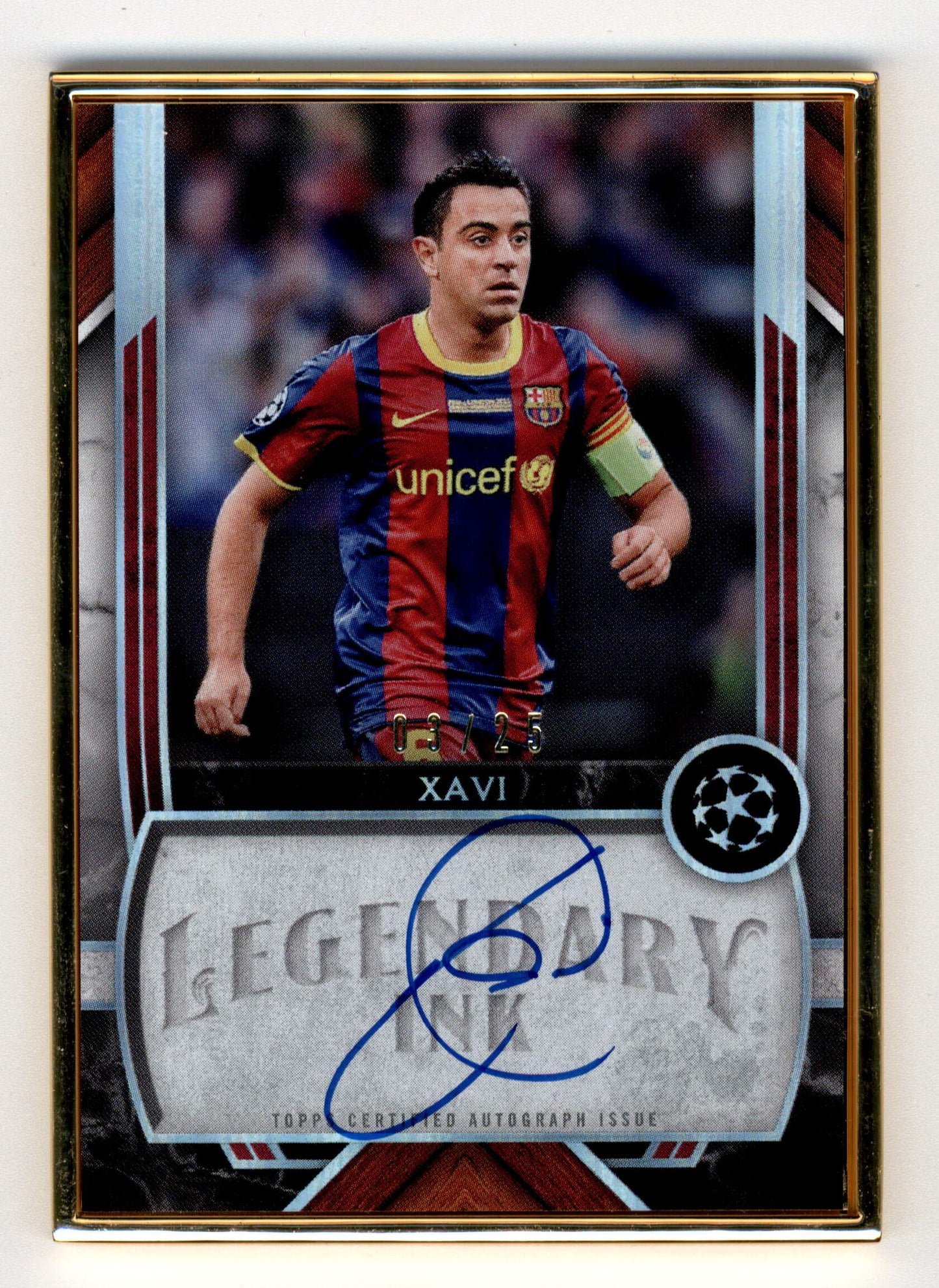Topps Xavi 03/25 Legendary Ink Framed Autograph LI-XA UEFA Champions League Museum Collection 2022/23