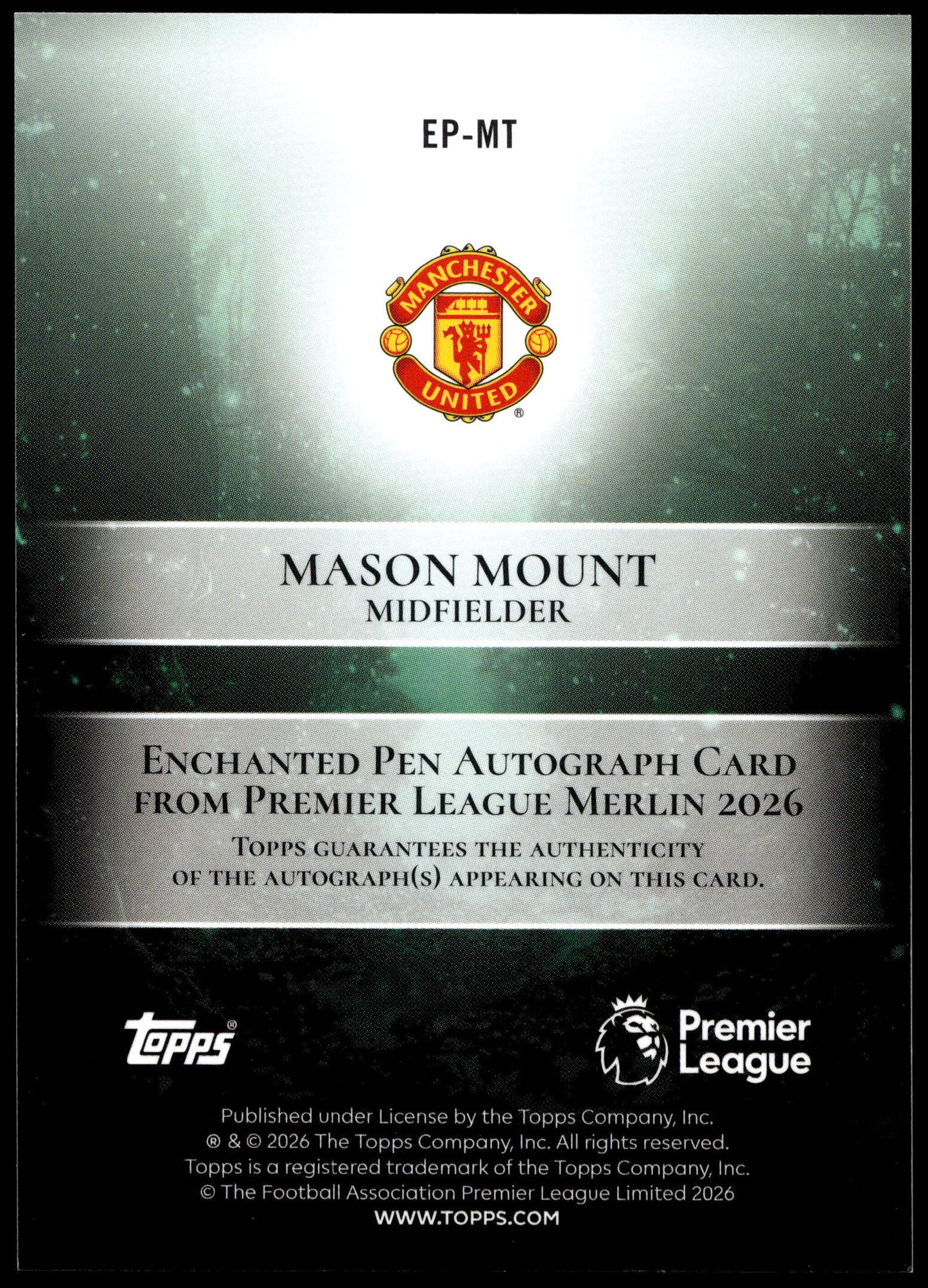 Topps Mason Mount 04/25 Enchanted Pen Autograph EP-MT Merlin Premier League 2026