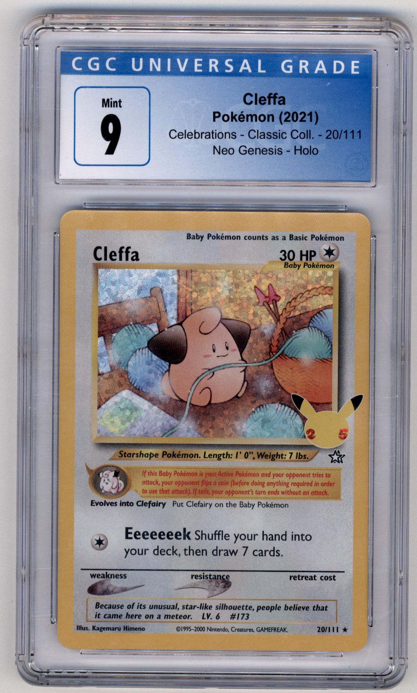 Pokemon Cleffa 20/111 Holo 2021 Celebrations Classic Collection CGC 9