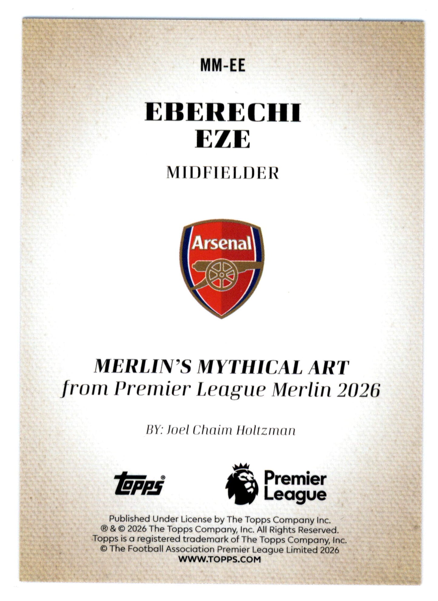 Topps Eberechi Eze 21/25 Merlin's Mythical Art MM-EE 2026 Premier League Merlin