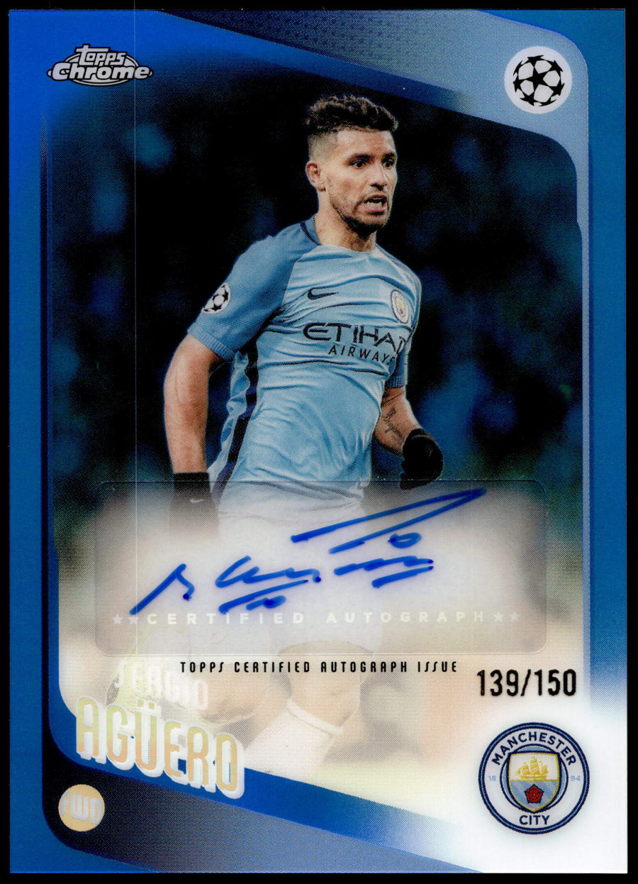Topps Sergio Aguero 139/150 Blue Autograph CLA-SA 2025/26 Chrome Uefa Club Competitons