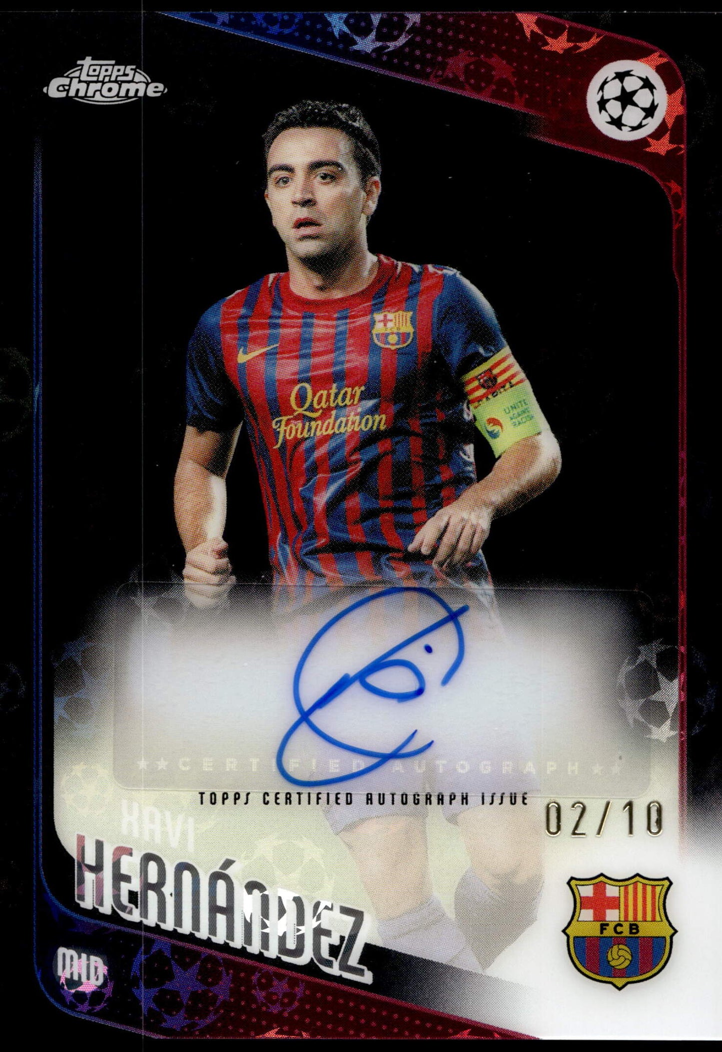 Topps Xavi Hernandez 02/10 Autograph CLA-XH 2025/26 Chrome Uefa Club Competitions Logofractor