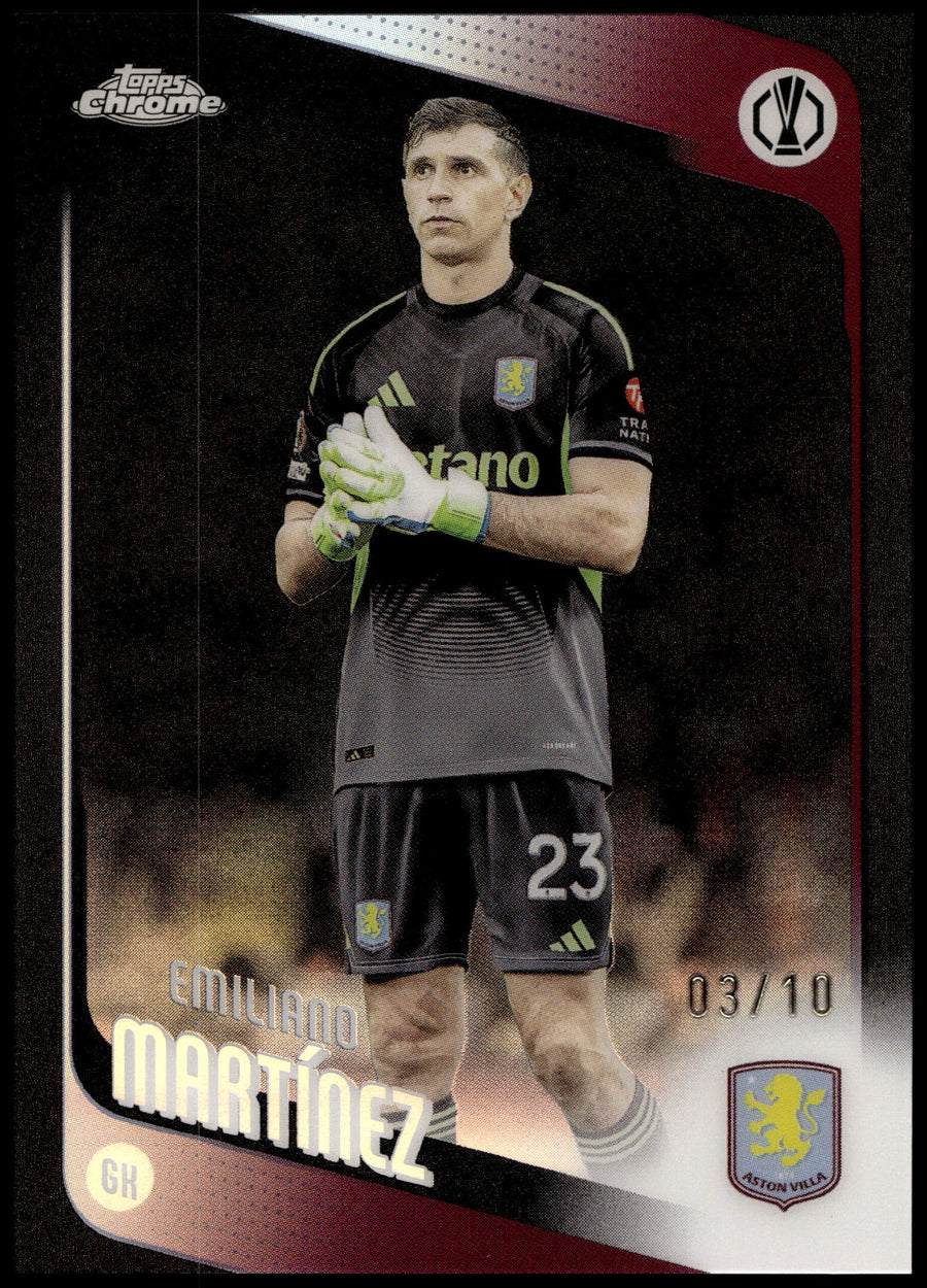 Topps Emiliano Martinez 03/10 Black #75 2025/26 Chrome Uefa Club Competitions