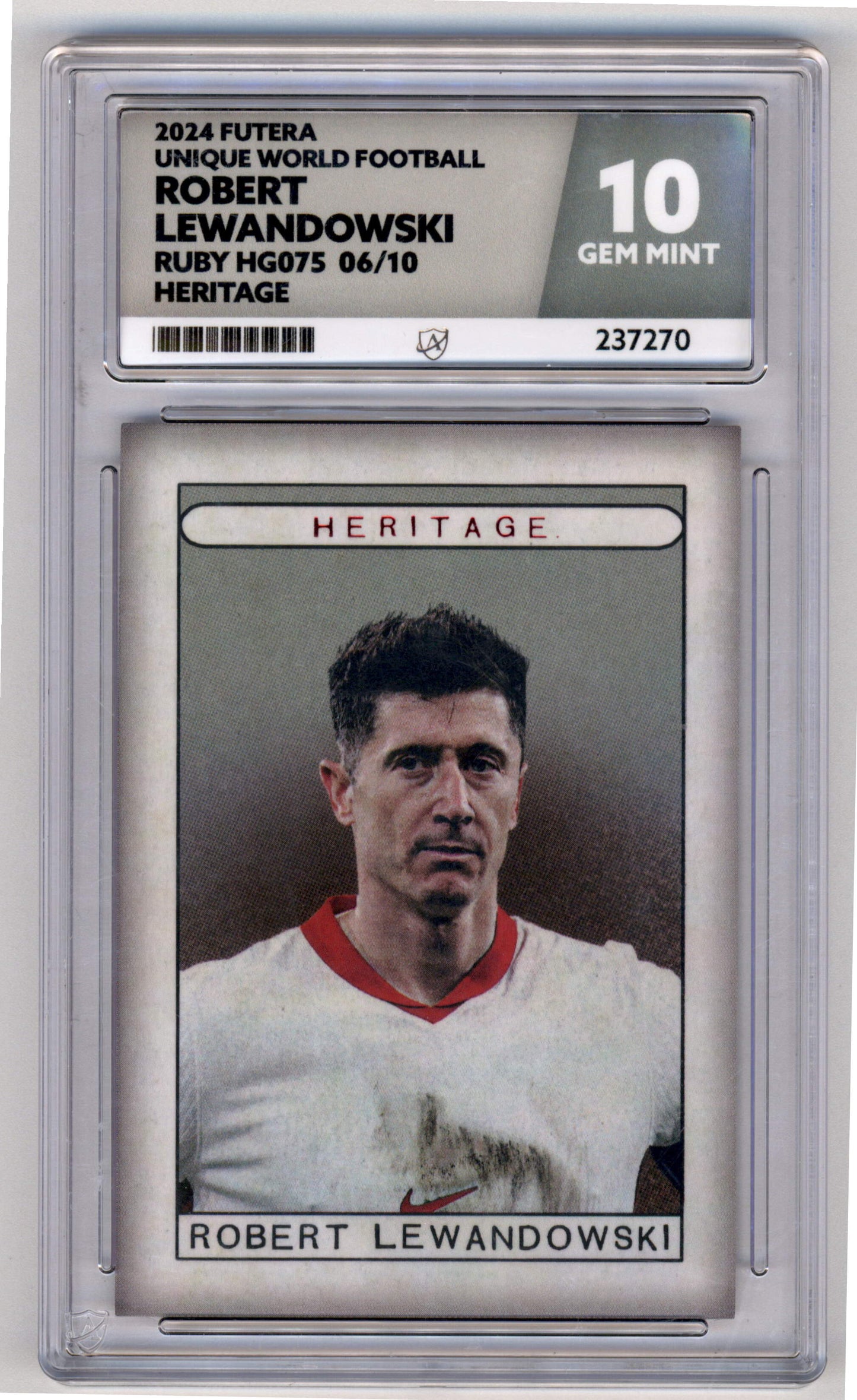 Futera Robert Lewandowski 06/10 Heritage Ruby HG075 2024 Unique World Football ACE 10