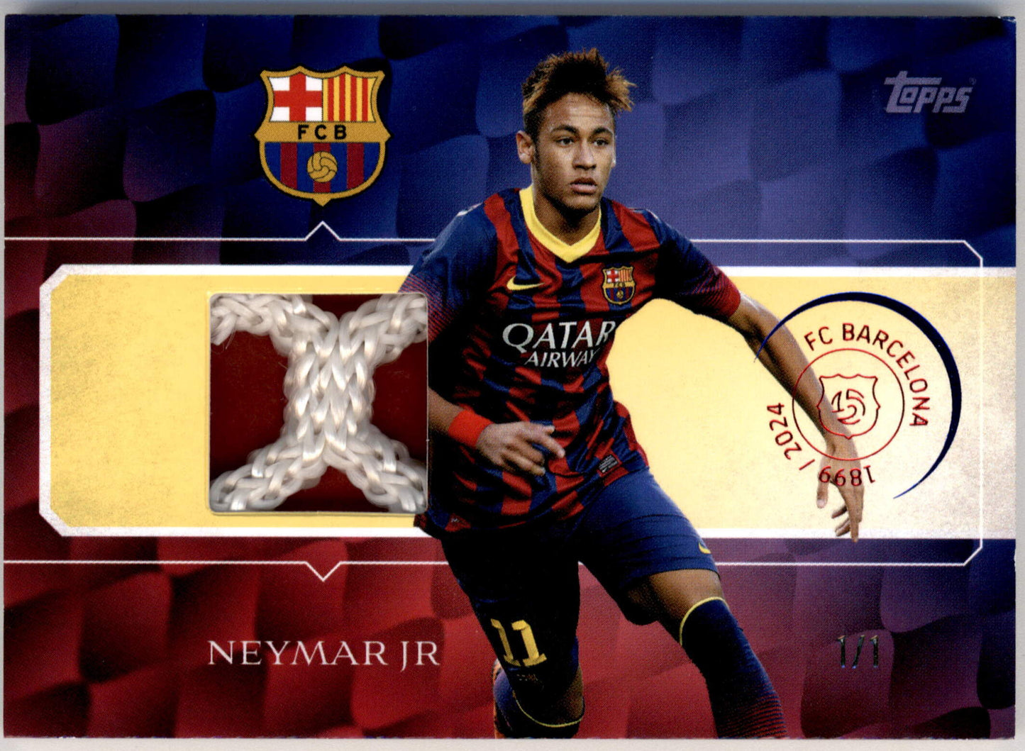 Topps Neymar Jr 1/1 Camp Nou Goal Net Relic GN-NJ 125 Years Anniversary FC Barcelona 2024/25