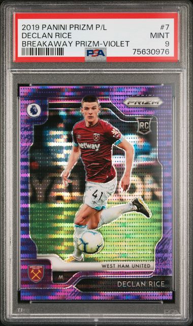 Panini Declan Rice 71/75 Breakaway Prizm Violet RC #7 2019 Prizm Premier League PSA 9