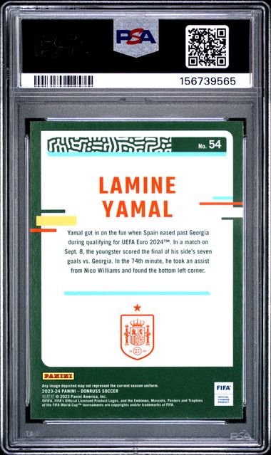 Panini Lamine Yamal RC #54 2023-24 Donruss Fifa Soccer PSA 10