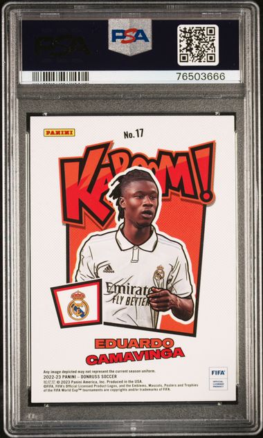 Panini Eduardo Camavinga Kaboom! #17 2022-23 Donruss Fifa Soccer PSA 9