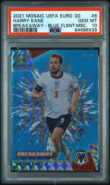 Panini Harry Kane 10/15 Breakaway Blue Fluroscent Mosaic #6 2021 Mosaic Uefa Euro Soccer PSA 10