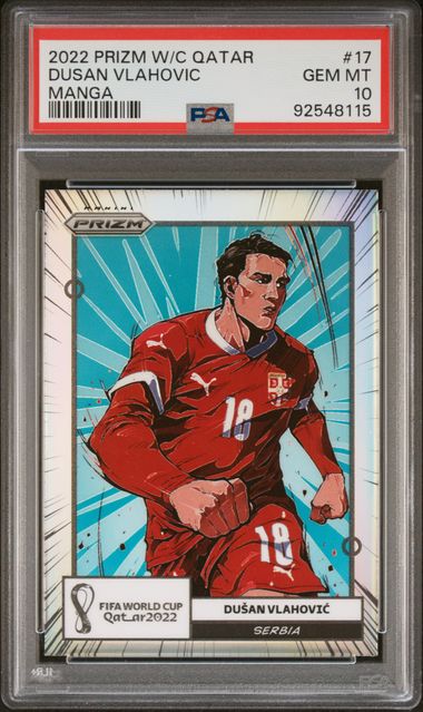 Panini Dusan Vlahovic Manga #17 2022 Prizm World Cup Qatar PSA 10
