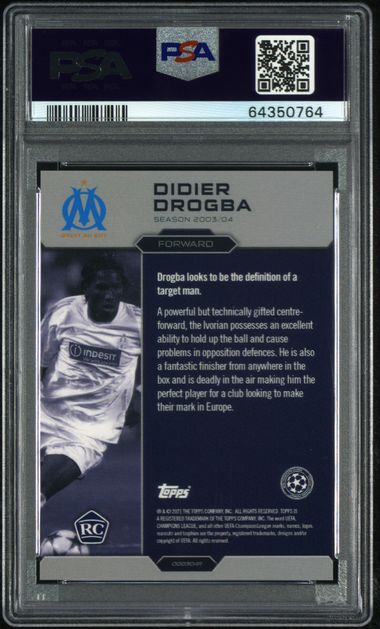 Topps Didier Drogba 03/10 Autograph Red 2020 Lost Rookies PSA 10