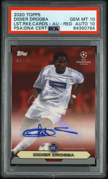 Topps Didier Drogba 03/10 Autograph Red 2020 Lost Rookies PSA 10