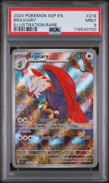Pokemon Braviary 214/191 Illustration Rare 2024 Surging Sparks PSA 9