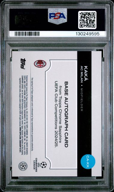 Topps Kaka 07/10 Sapphire Autograph Black #CA-KK 2024-25 UCC Sapphire PSA 10