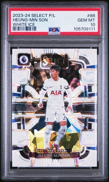 Panini Heun-Min Son 18/85 White Ice #86 2023-24 Select Premier League PSA 10