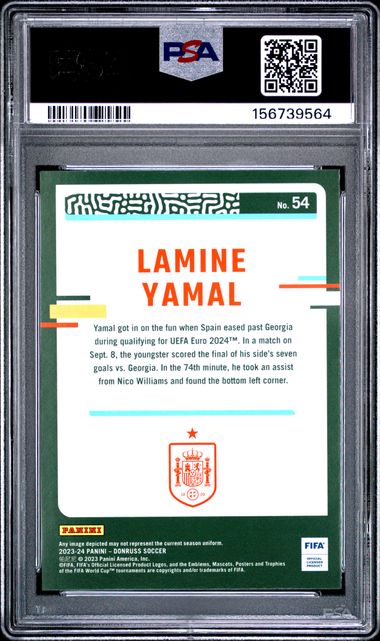 Panini Lamine Yamal RC #54 2023-24 Donruss Fifa Soccer PSA 10