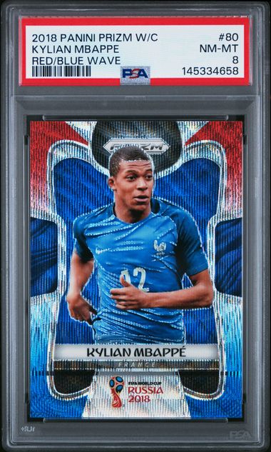 Panini Kylian Mbappe Red/Blue Wave #80 2018 Prizm World Cup PSA 8