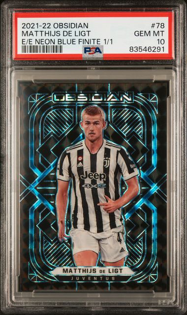 Panini Matthijs De Ligt 1/1 Electric Etch Blue Finite #78 2021-22 Obsidian PSA 10