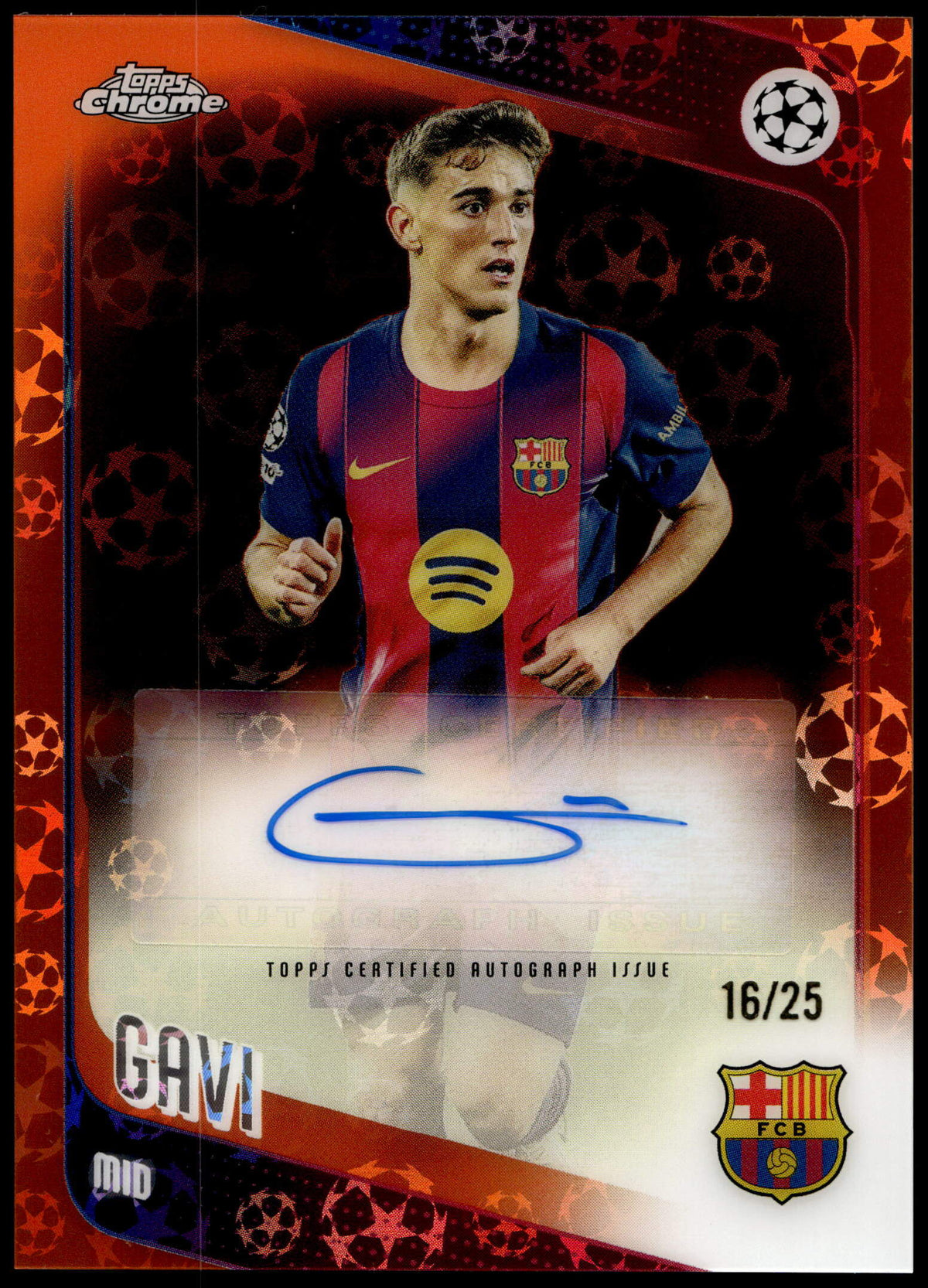 Topps Gavi 16/25 Orange Logofractor CA-G 2025/26 Uefa Club Competitions