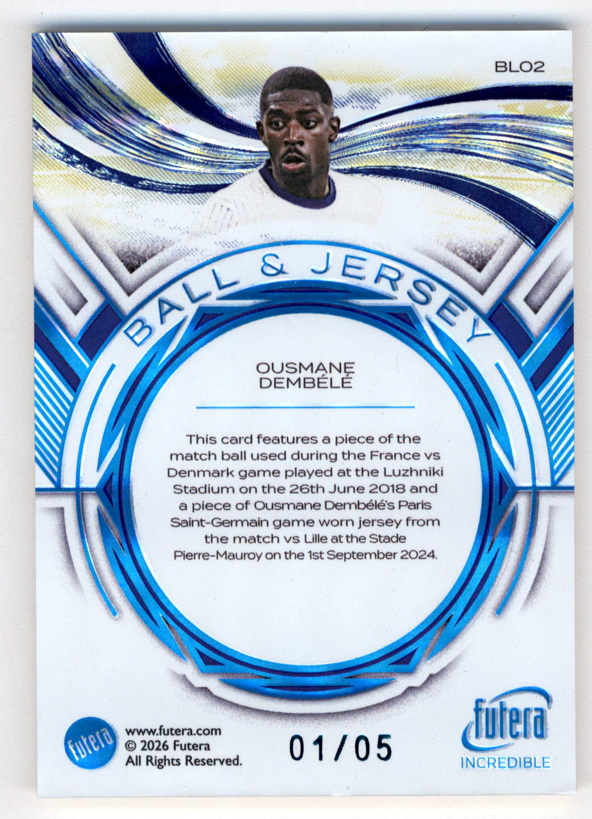 Futera Ousmane Dembele 01/05 Ball & Jersey Relic #BL02 2026 Incredible