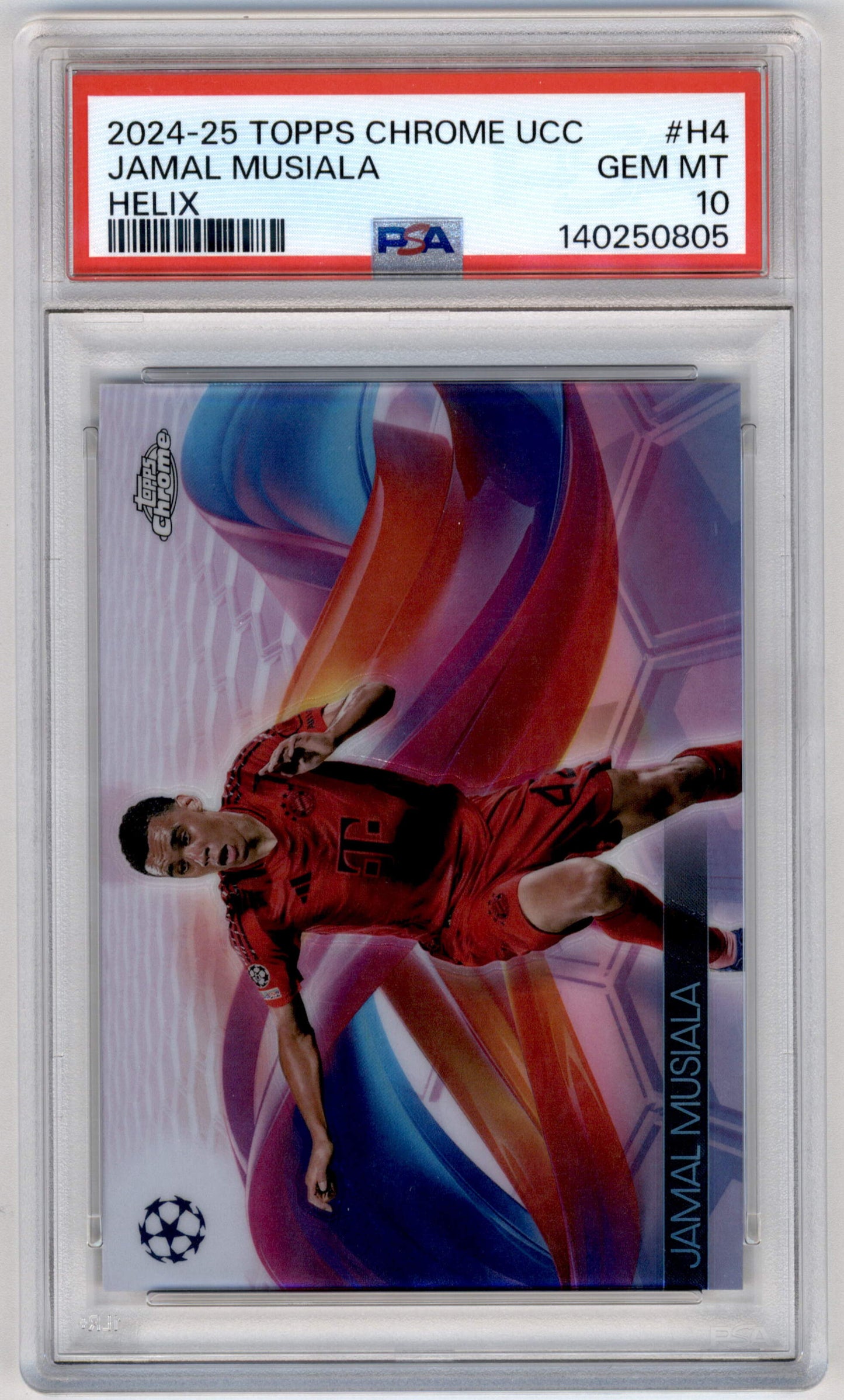 Topps Jamal Musiala Helix #H-4 2024-25 Chrome Uefa Club Competitions PSA 10