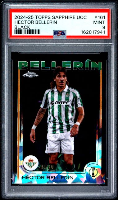 Topps Hector Bellerin 08/10 Sapphire Black #161 2024-25 Chrome UCC Sapphire PSA 9
